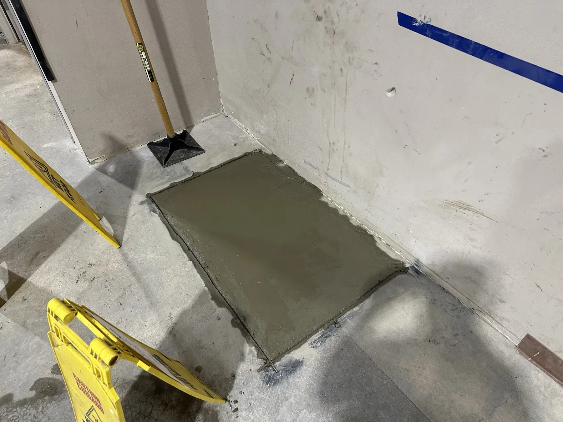 Wide view of the restored slab surface at Cornerstone Church